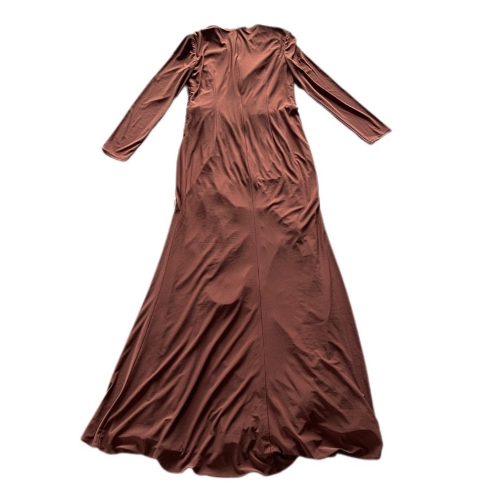 leena for Mac Duggal Keyhole Draped Gown Chocolate Brown Elegant Gown Women’s 10 - Picture 5 of 16
